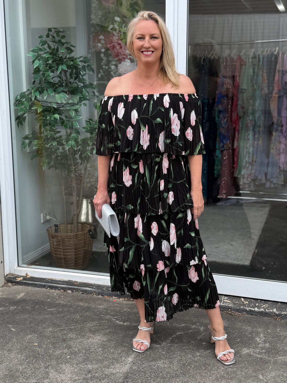 Genoa Night Floral Evening Dress