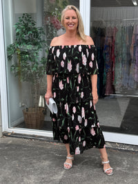Genoa Night Floral Evening Dress