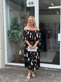 Genoa Night Floral Evening Dress