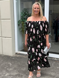 Genoa Night Floral Evening Dress