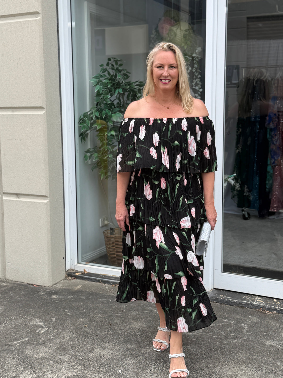 Genoa Night Floral Evening Dress