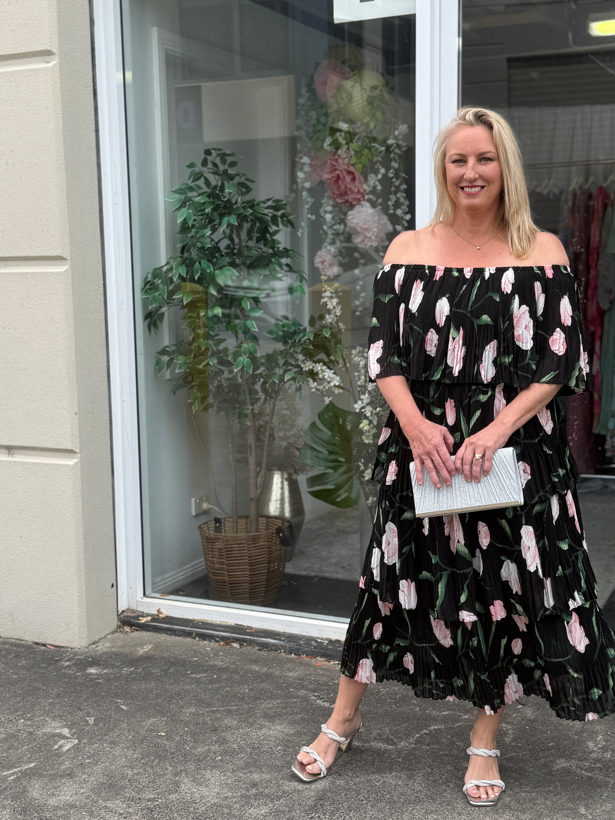 Genoa Night Floral Evening Dress