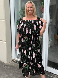 Genoa Night Floral Evening Dress
