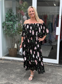 Genoa Night Floral Evening Dress