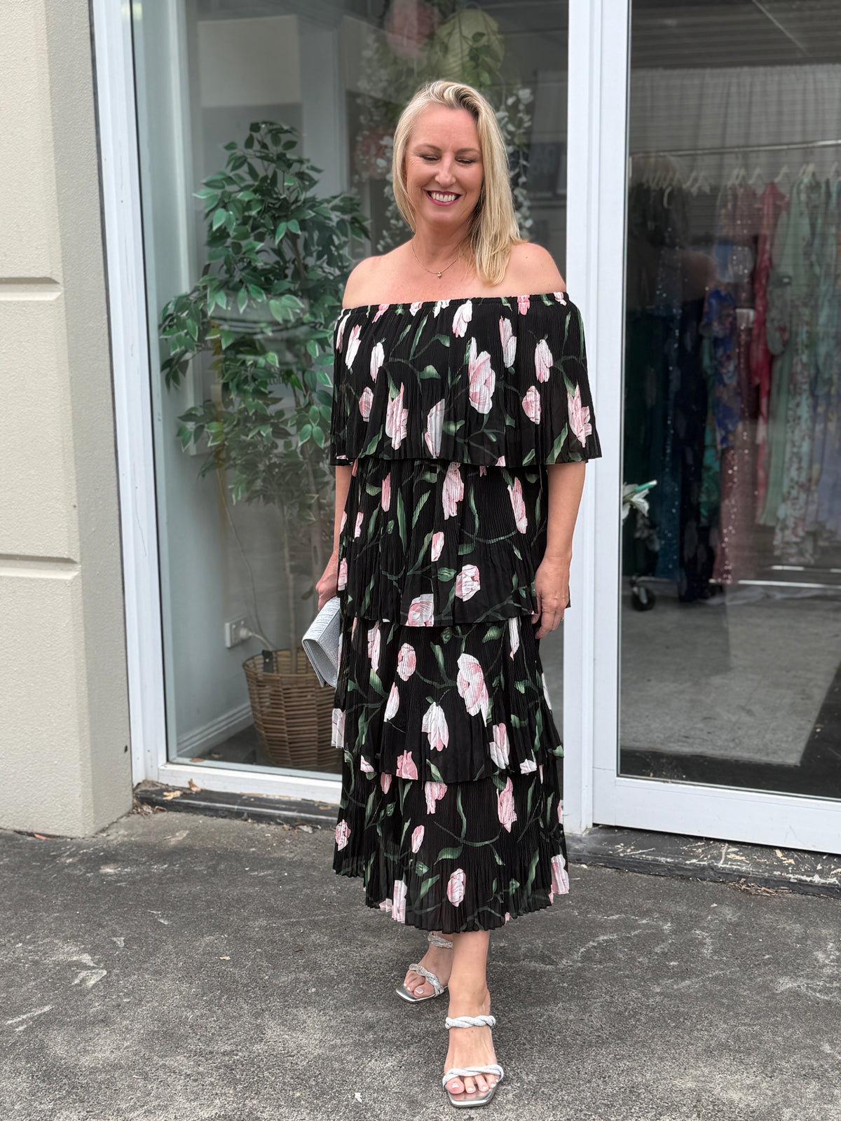 Genoa Night Floral Evening Dress