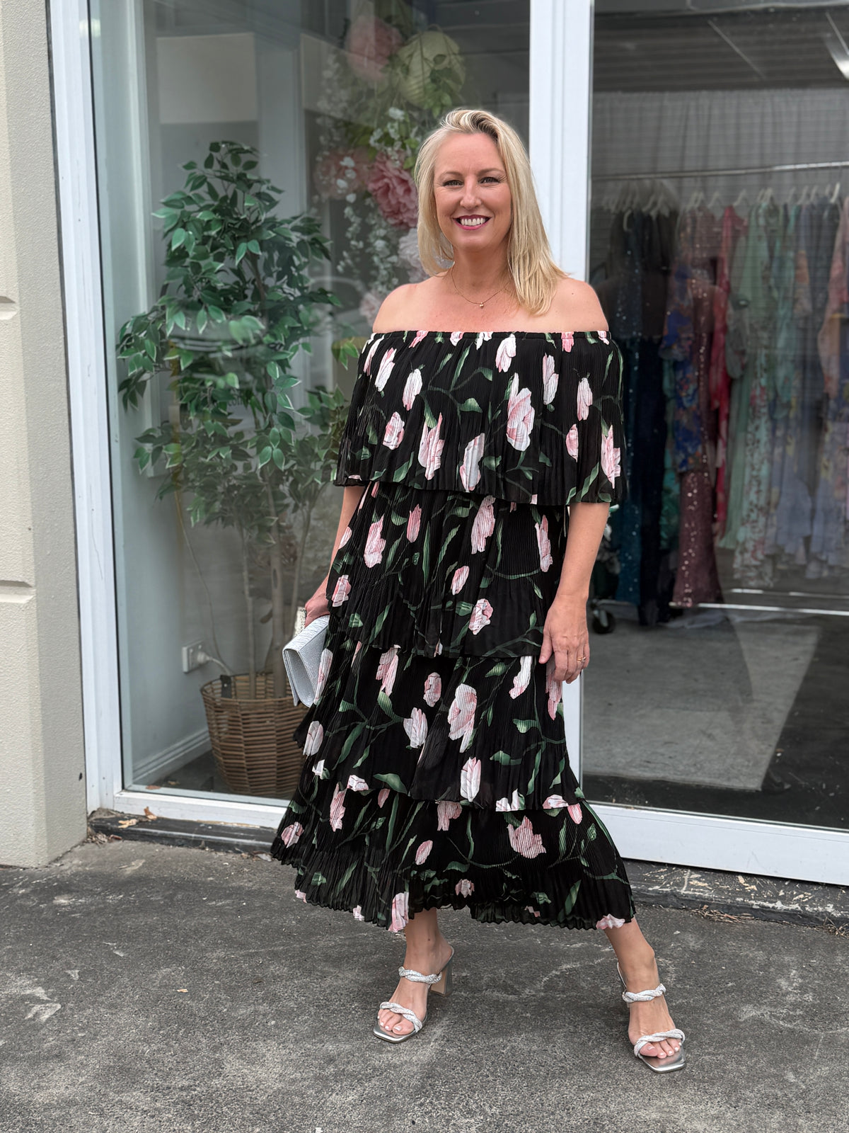 Genoa Night Floral Evening Dress
