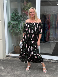 Genoa Night Floral Evening Dress