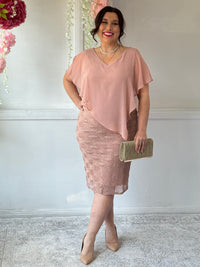 Gracen Rose Gold Glitter Evening Dress