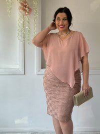 Gracen Rose Gold Glitter Evening Dress