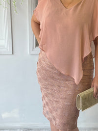 Gracen Rose Gold Glitter Evening Dress