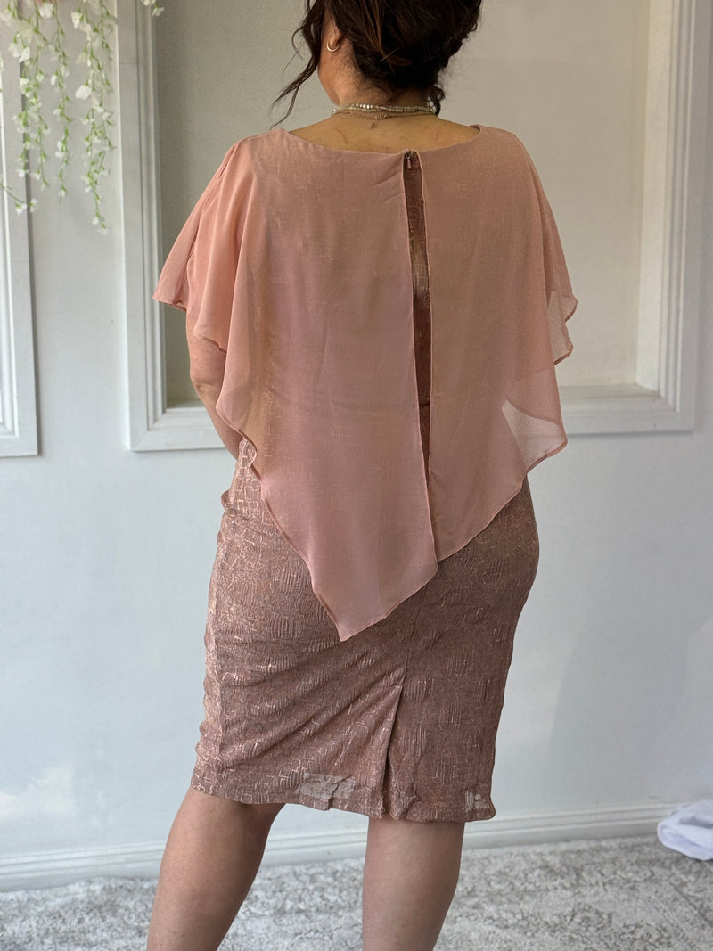 Gracen Rose Gold Glitter Evening Dress