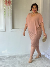 Gracen Rose Gold Glitter Evening Dress