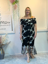 Harriet Black Embroidered Evening Gown