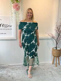 Harriet Emerald Embroidered Evening Gown