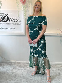 Harriet Emerald Embroidered Evening Gown
