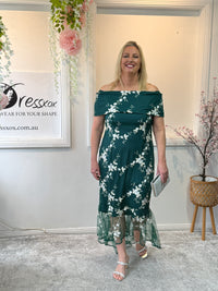 Harriet Emerald Embroidered Evening Gown
