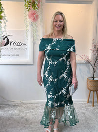 Harriet Emerald Embroidered Evening Gown