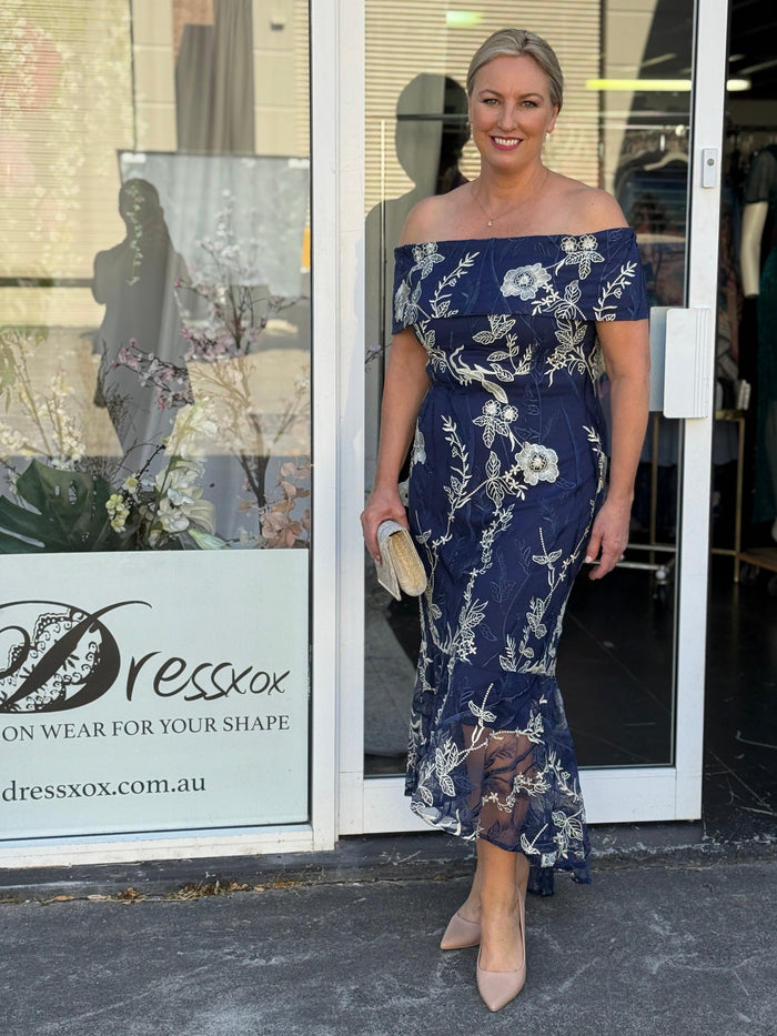 Harriet Gold Embroidered Evening Gown