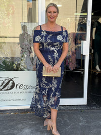 Harriet Gold Embroidered Evening Gown