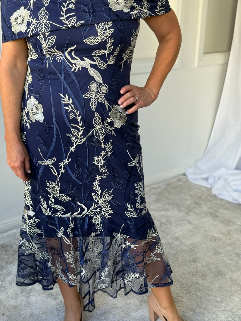 Harriet Gold Embroidered Evening Gown
