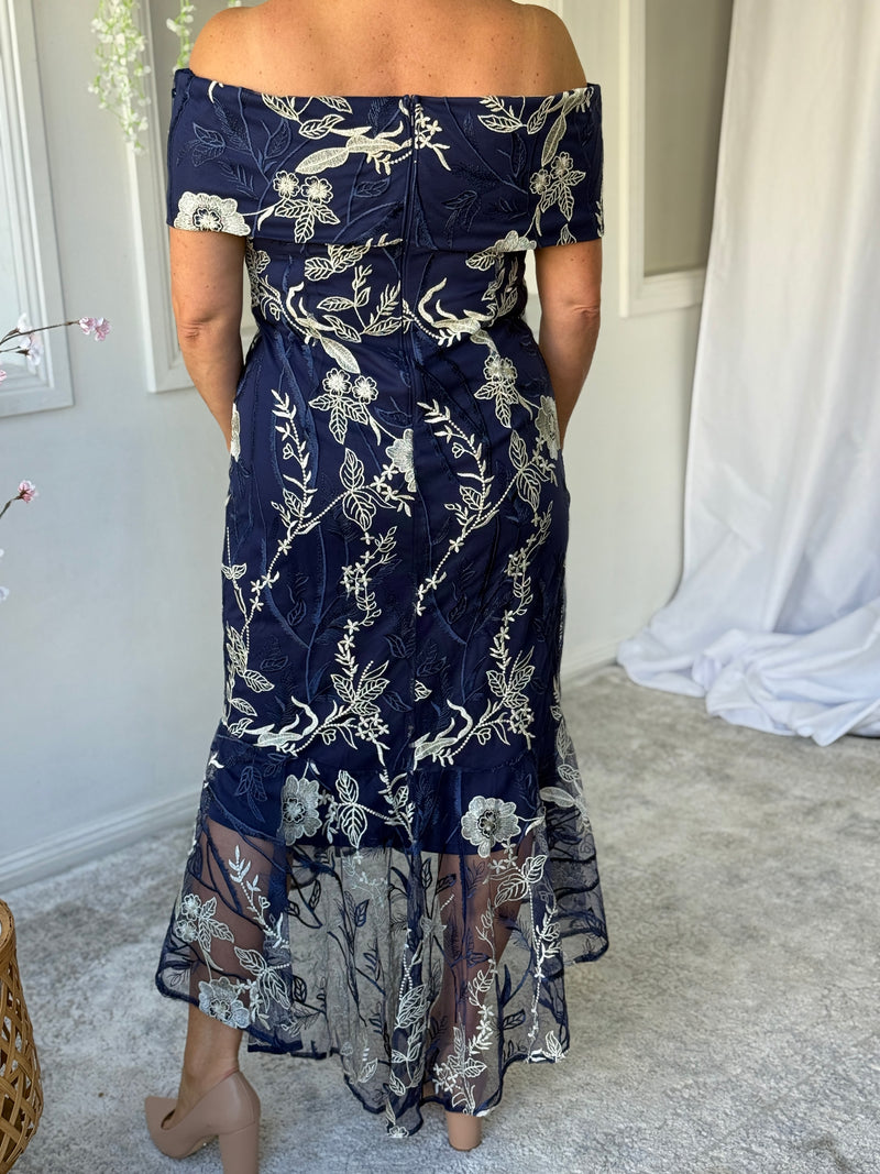 Harriet Gold Embroidered Evening Gown