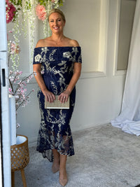 Harriet Gold Embroidered Evening Gown