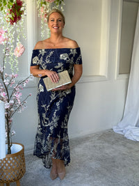 Harriet Gold Embroidered Evening Gown