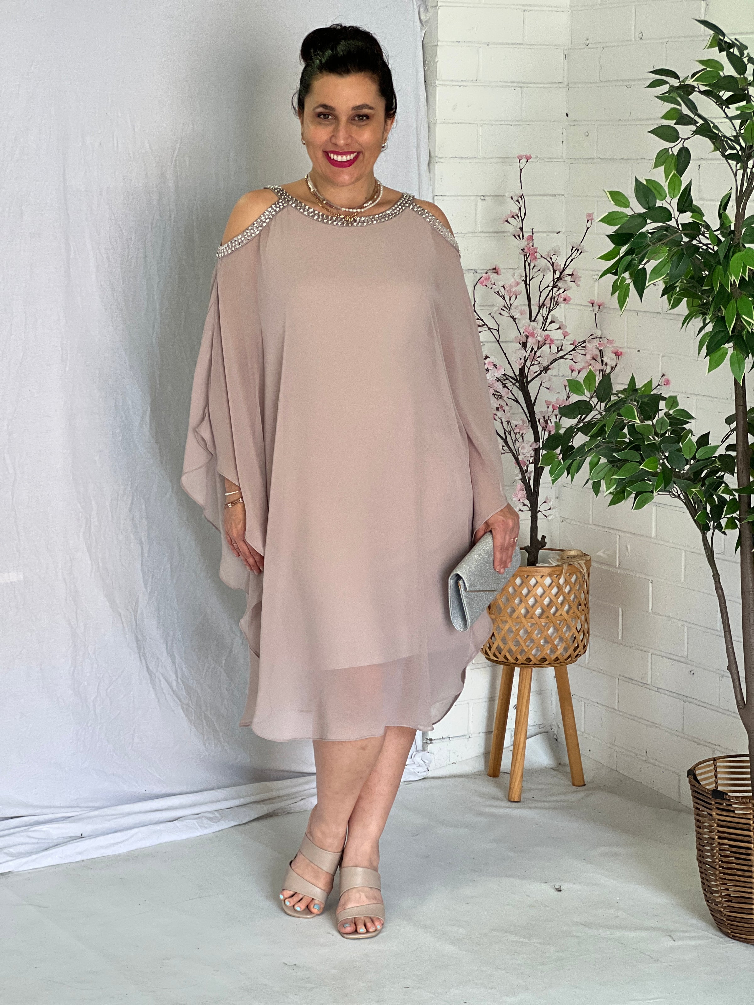Hazel Taupe Evening Dress – Dressxox