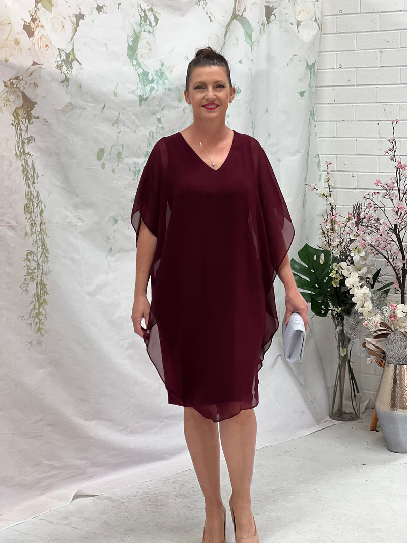 Helena Burgundy Evening Dress