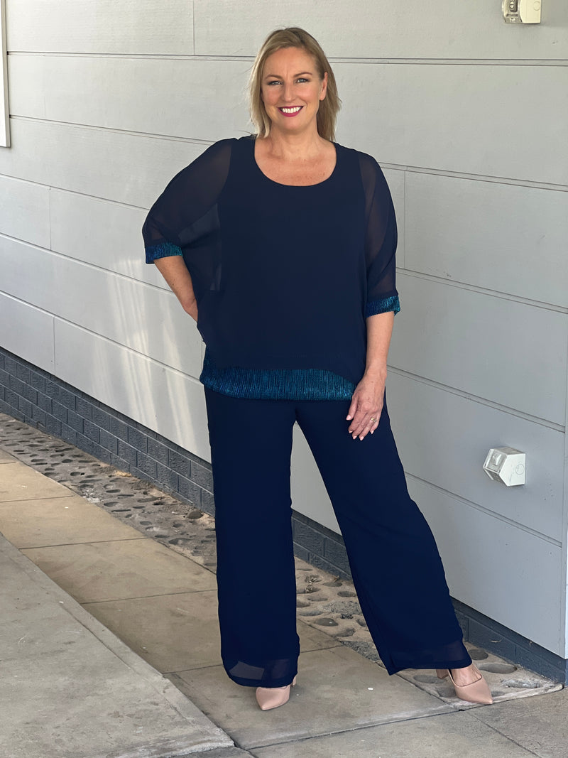 Helga Navy Evening Top