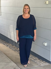 Helga Navy Evening Top