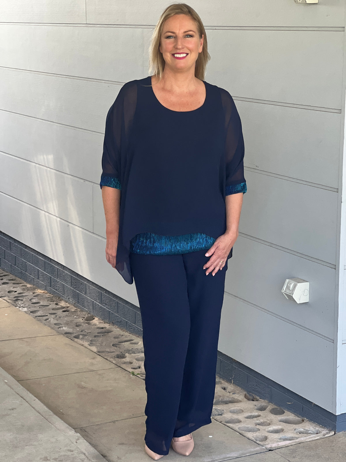 Helga Navy Evening Top