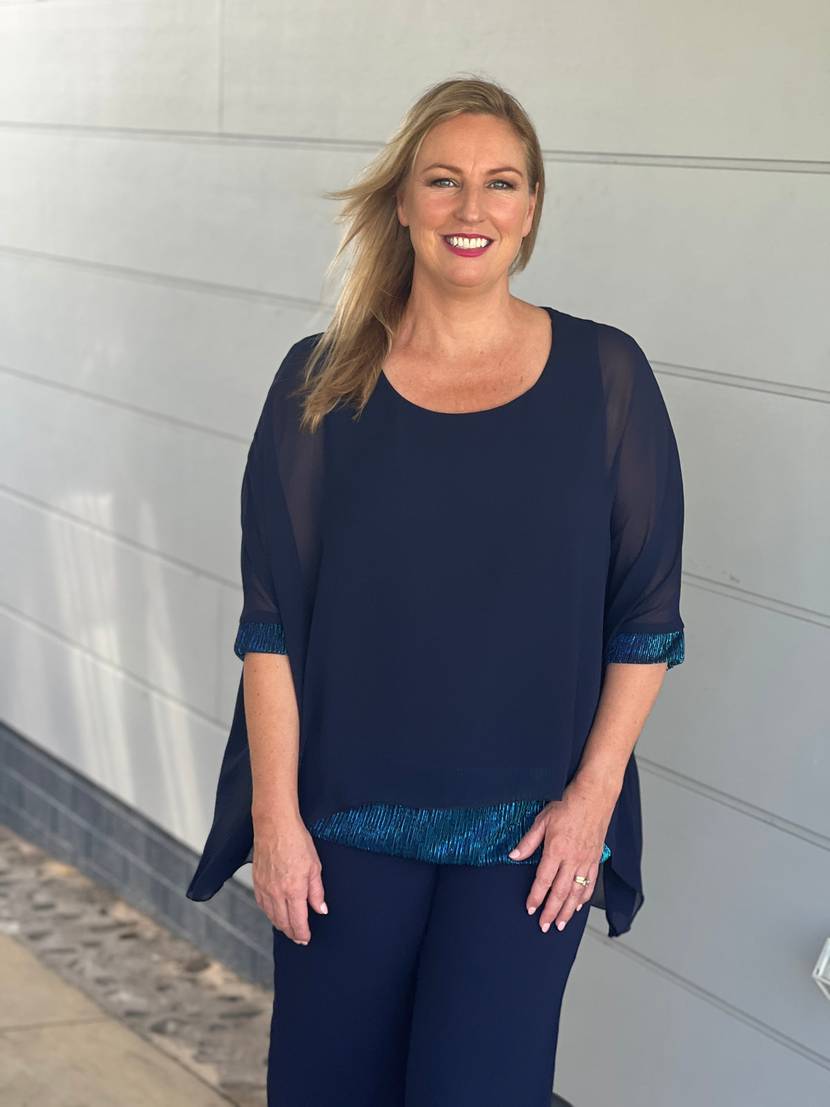 Helga Navy Evening Top