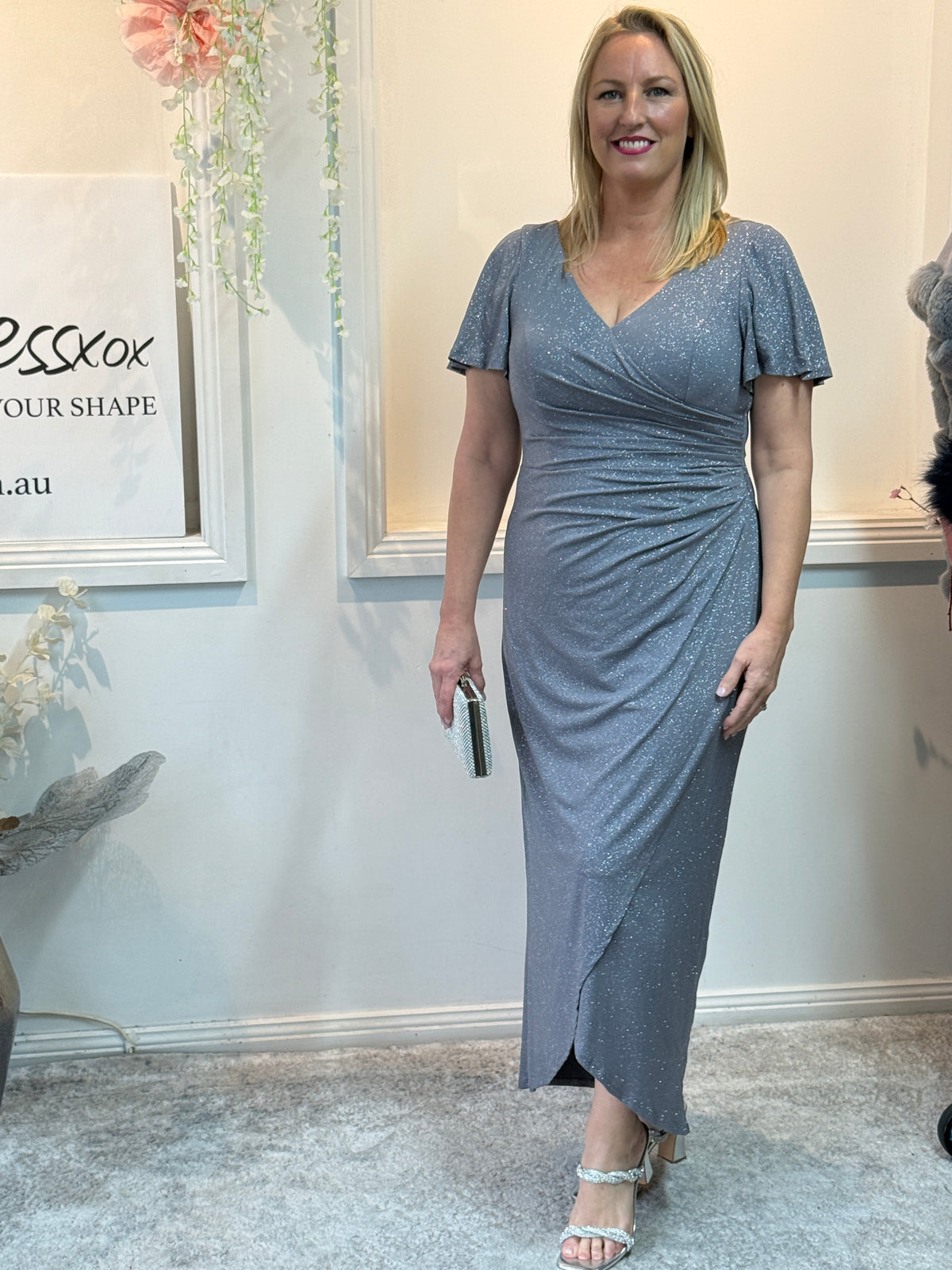 Honey Silver Glitter Gown