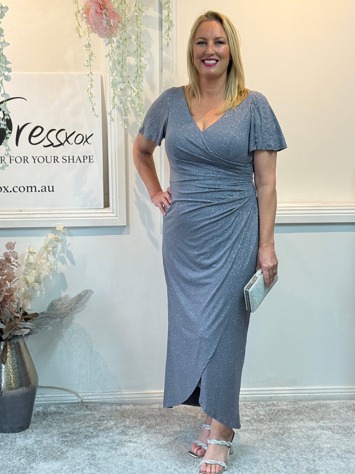Honey Silver Glitter Gown