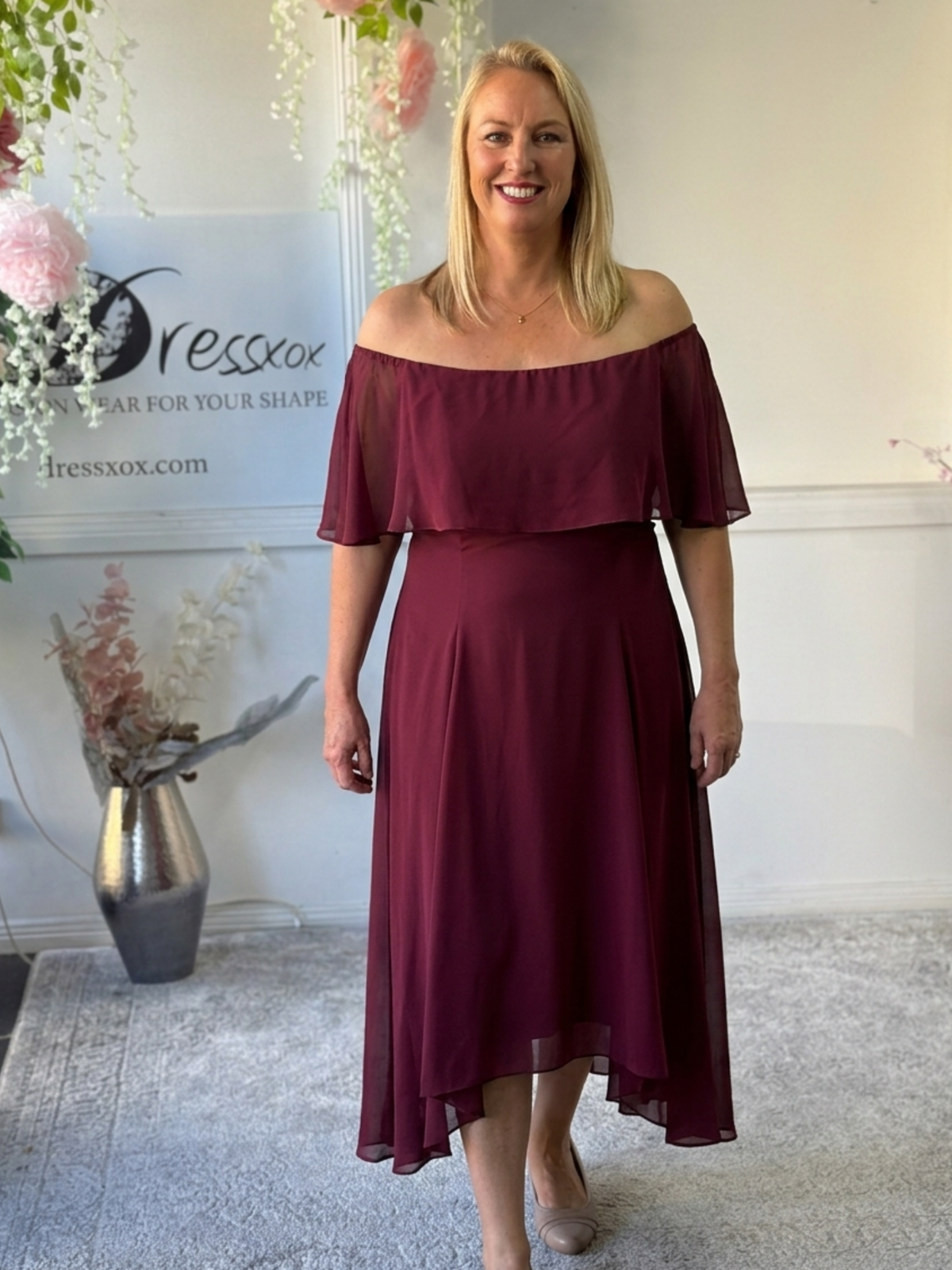 Sonya Burgundy Evening Dress