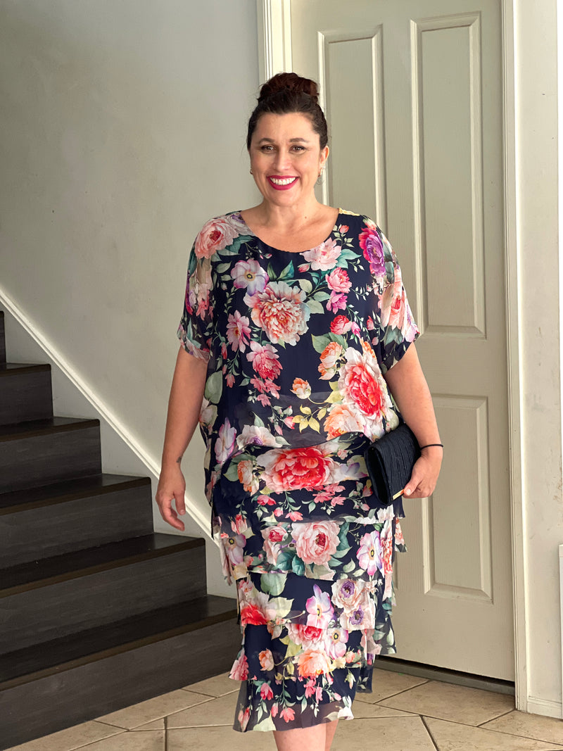 Clyde Rose Garden Silk Dress