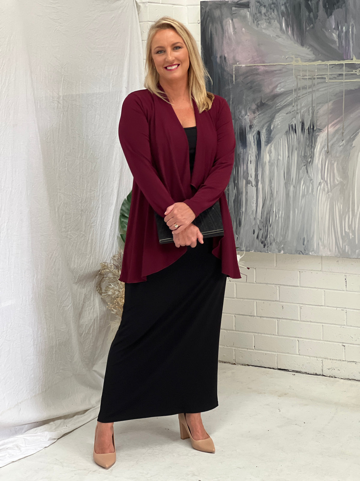 Kulani Burgundy Jersey Cardigan Dressxox Kulani Burgundy Jersey Cardigan Dressxox