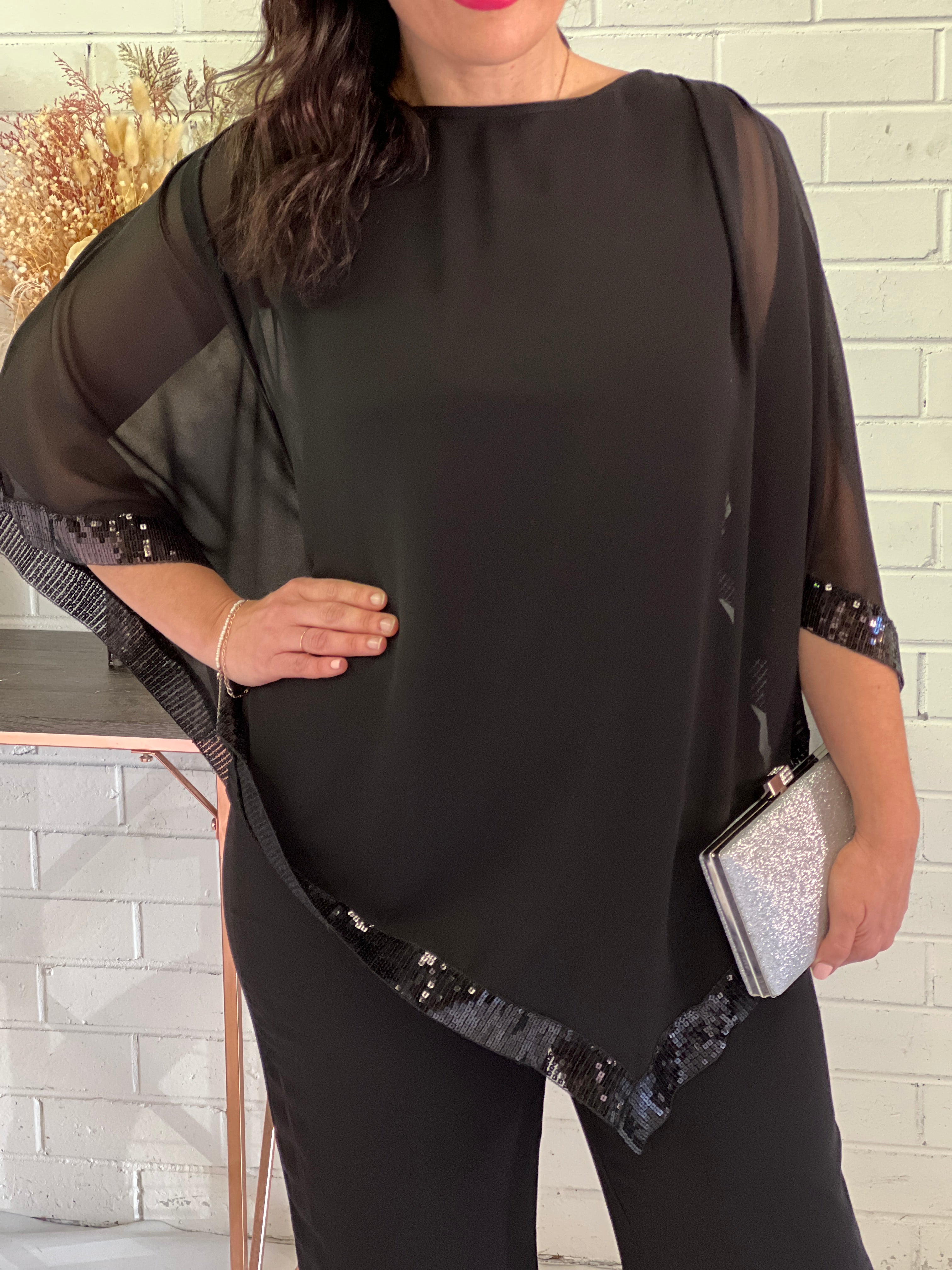 Ladies black sale evening top