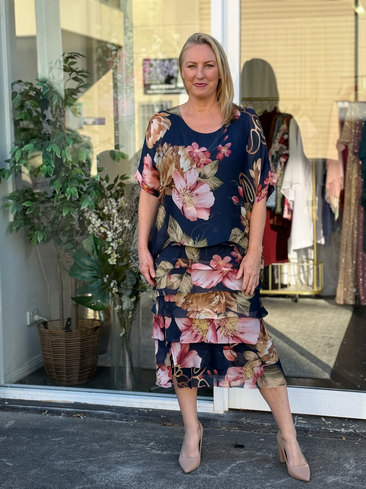 Clyde Blush Blossom Silk Dress