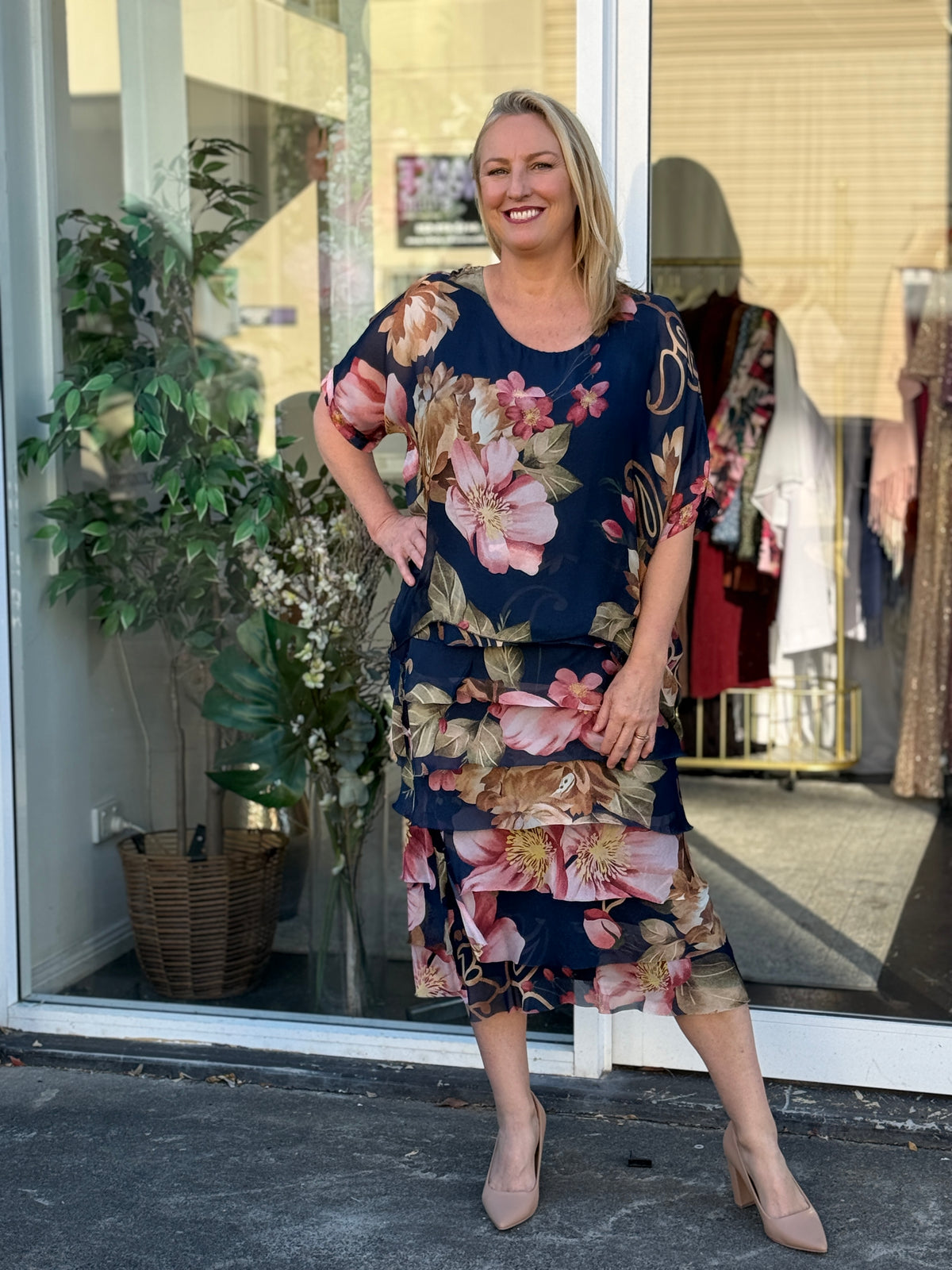 Clyde Blush Blossom Silk Dress