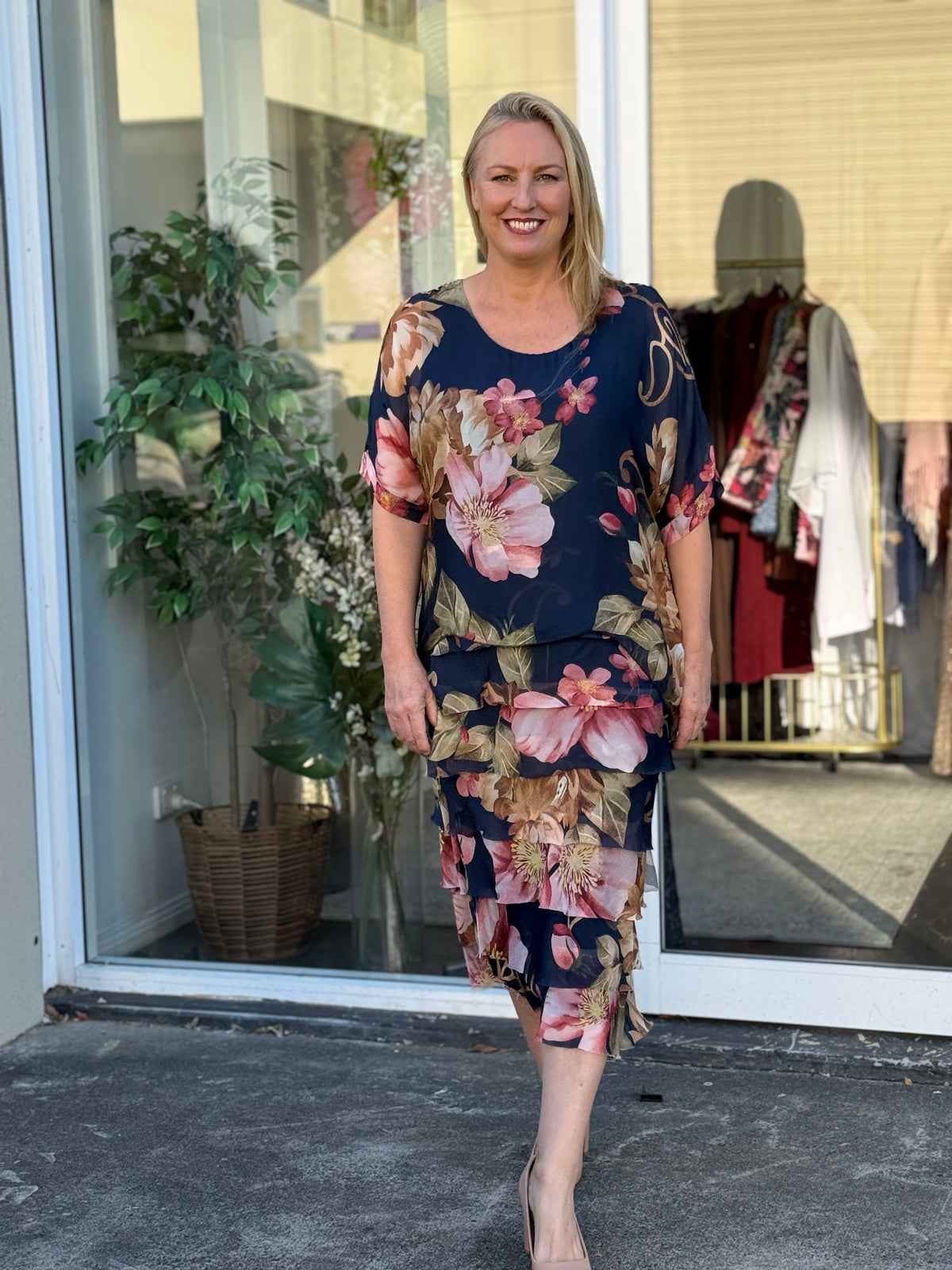 Clyde Blush Blossom Silk Dress
