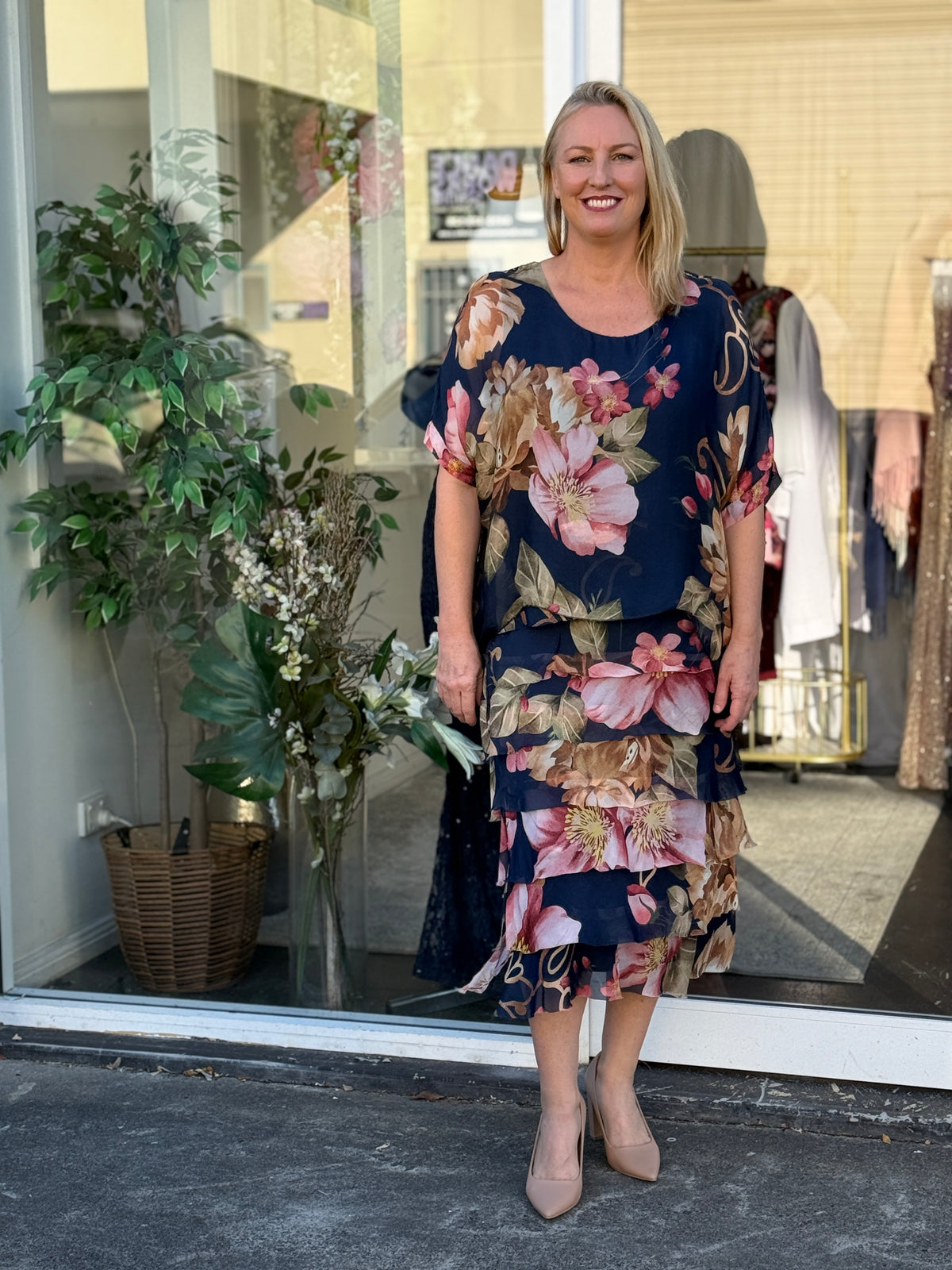 Clyde Blush Blossom Silk Dress
