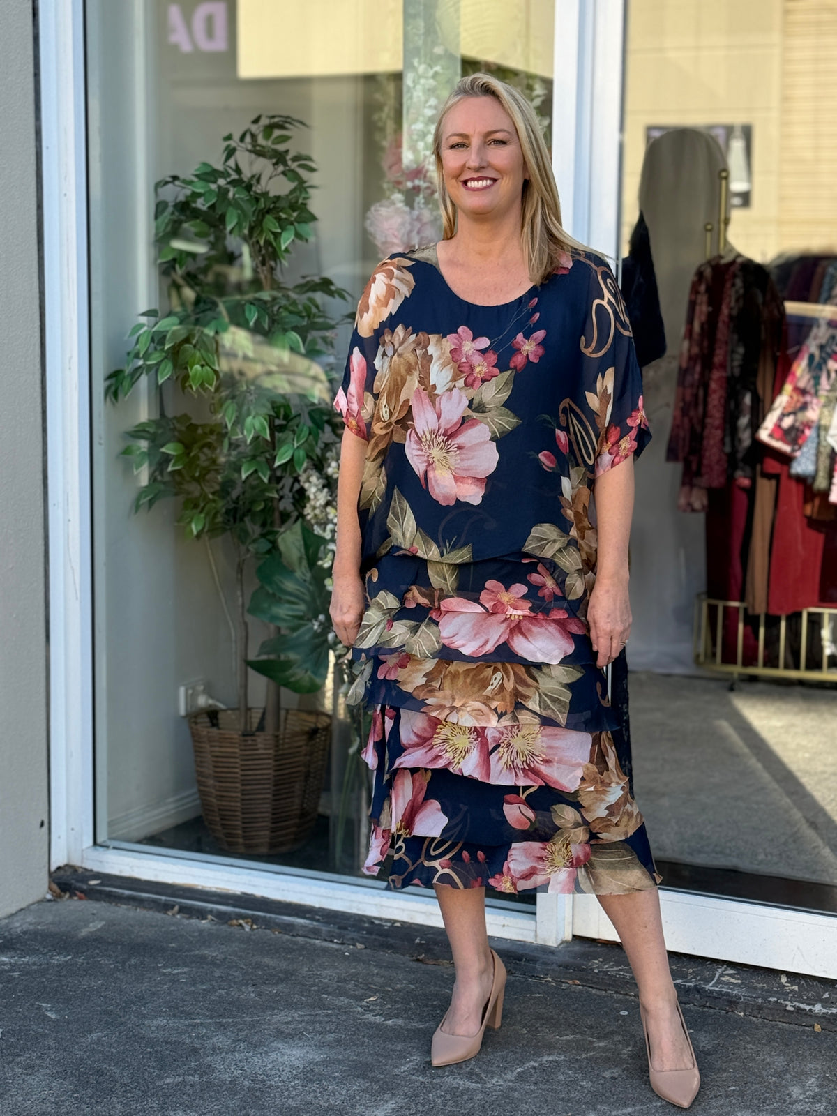 Clyde Blush Blossom Silk Dress