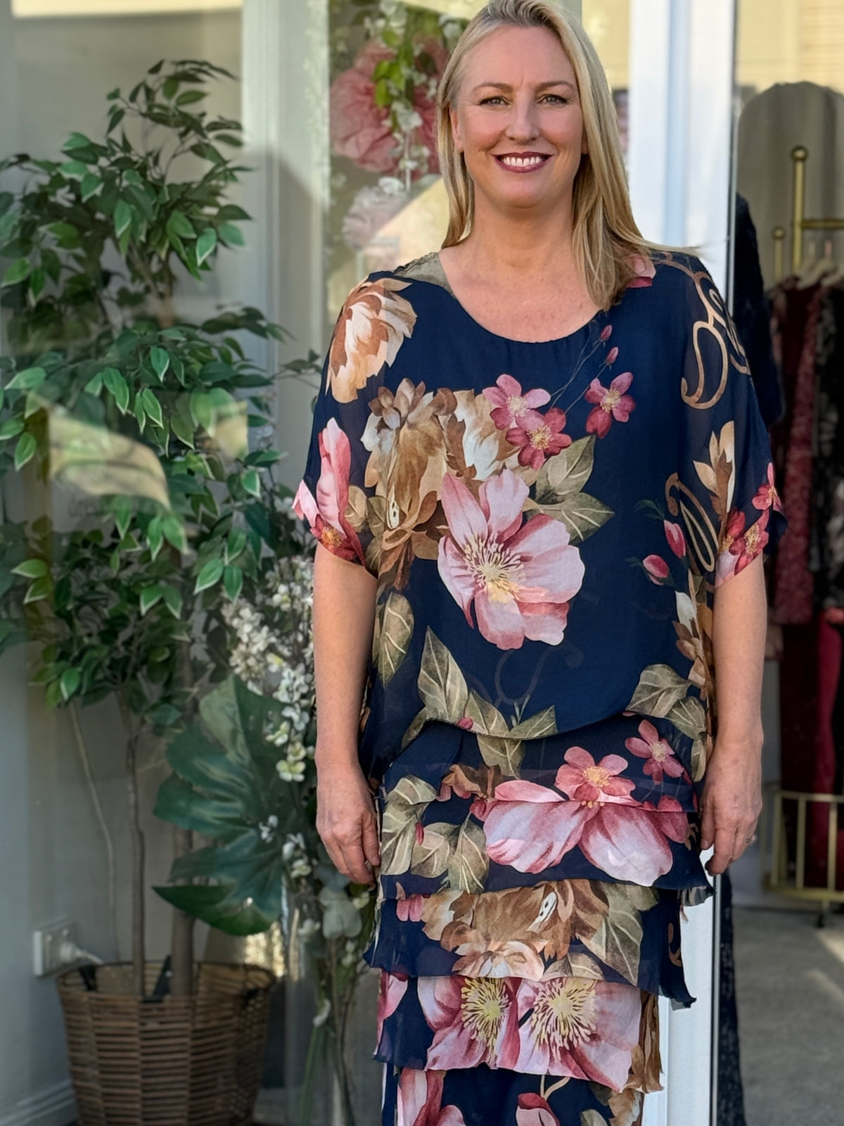 Clyde Blush Blossom Silk Dress