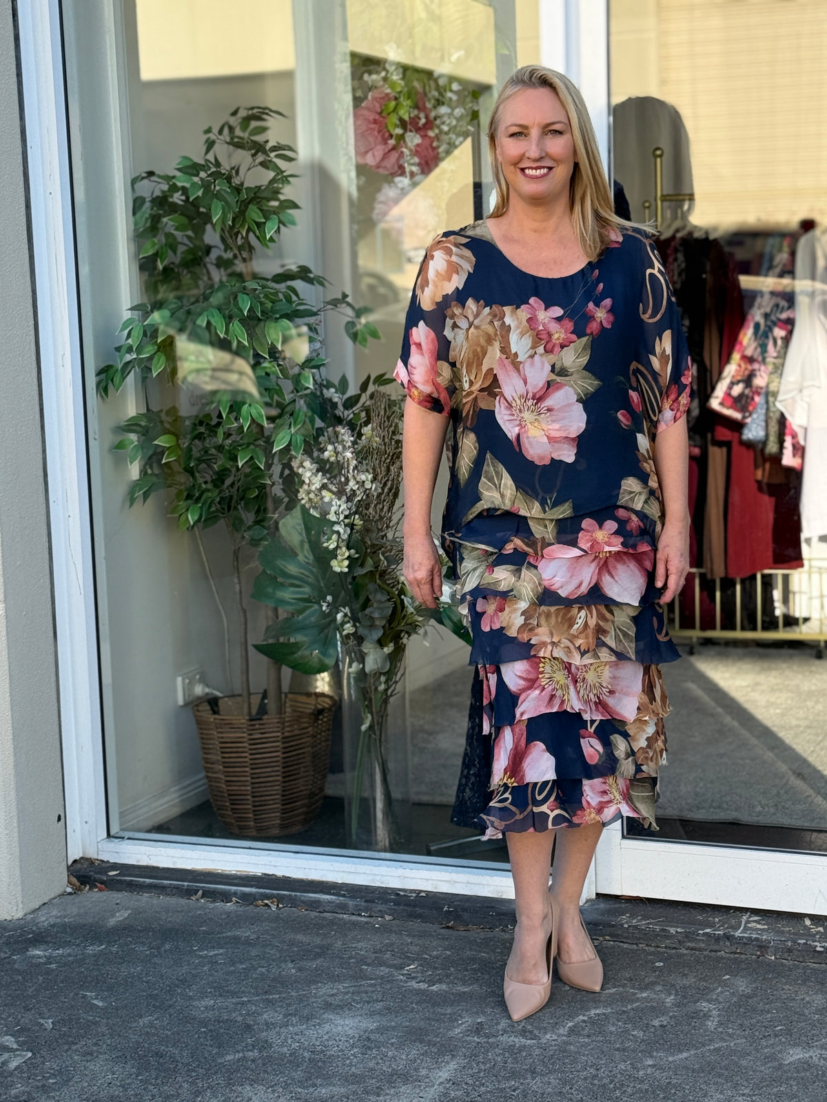 Clyde Blush Blossom Silk Dress
