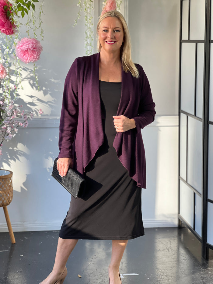 Beatrice Plum Knit Cardigan