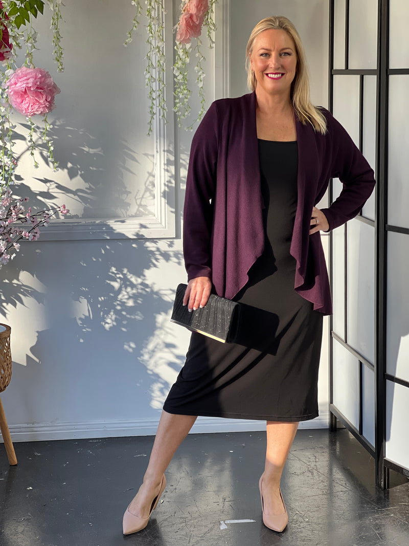 Beatrice Plum Knit Cardigan