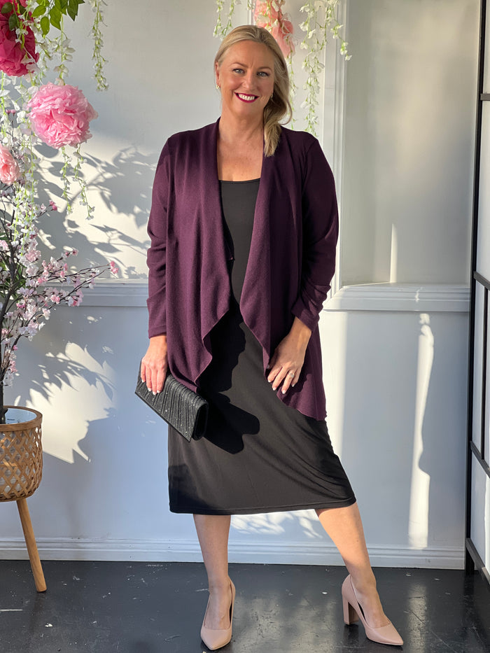 Beatrice Plum Knit Cardigan