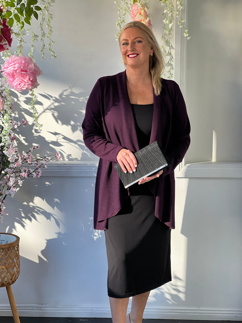 Beatrice Plum Knit Cardigan